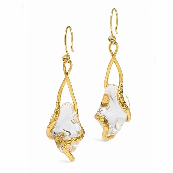 Alexis Bittar Jewelry - Alexis Bittar Liquid Vine Lucite Suspended Raindrop Wire Earrings